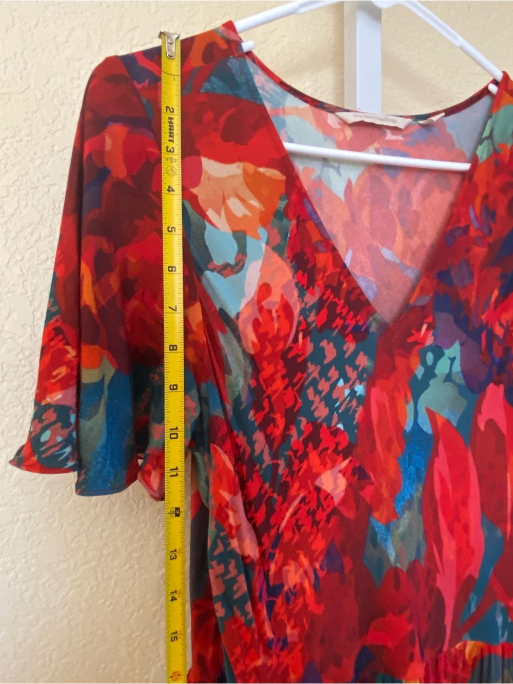 Soft Surroundings Red Floral V-Neck Maxi Dress medium lightweight - Picture 6 of 7